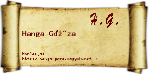 Hanga Géza névjegykártya