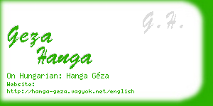 geza hanga business card